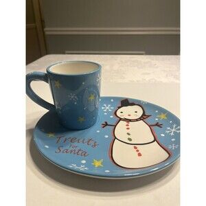 Christopher Radko Christmas Treats For Santa Snowman Plate Cup Set